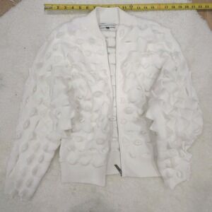 Adolfo Dominguez Textured Knit Zip-Up Jacket White - Size M - Spain Designer